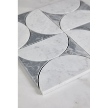 Laila White & Carrara Grey Marble Mosaic Tile